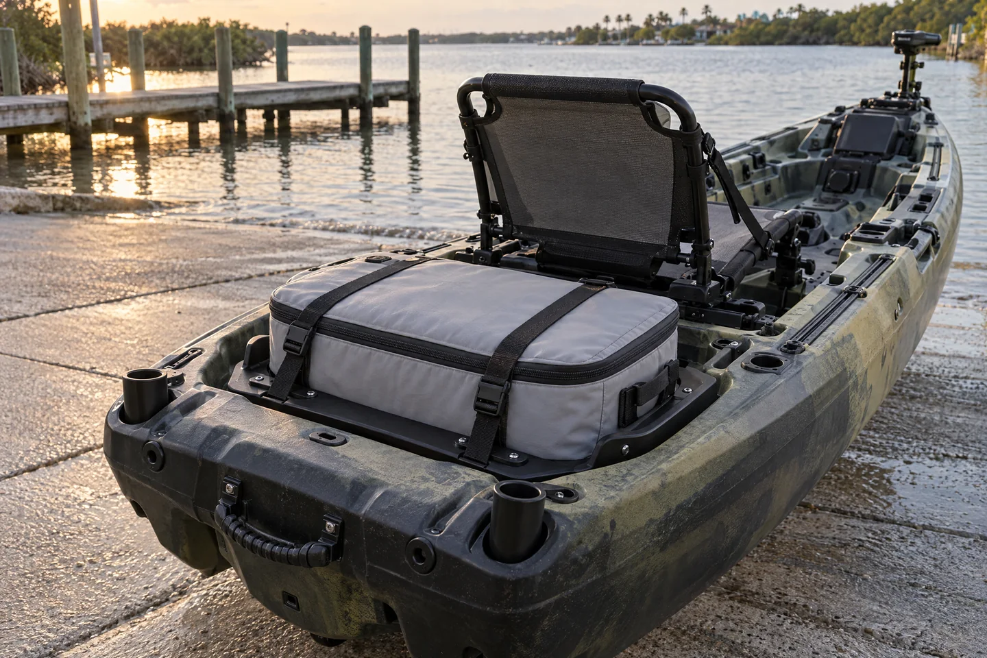 CatchDock accessory direction on a fishing kayak