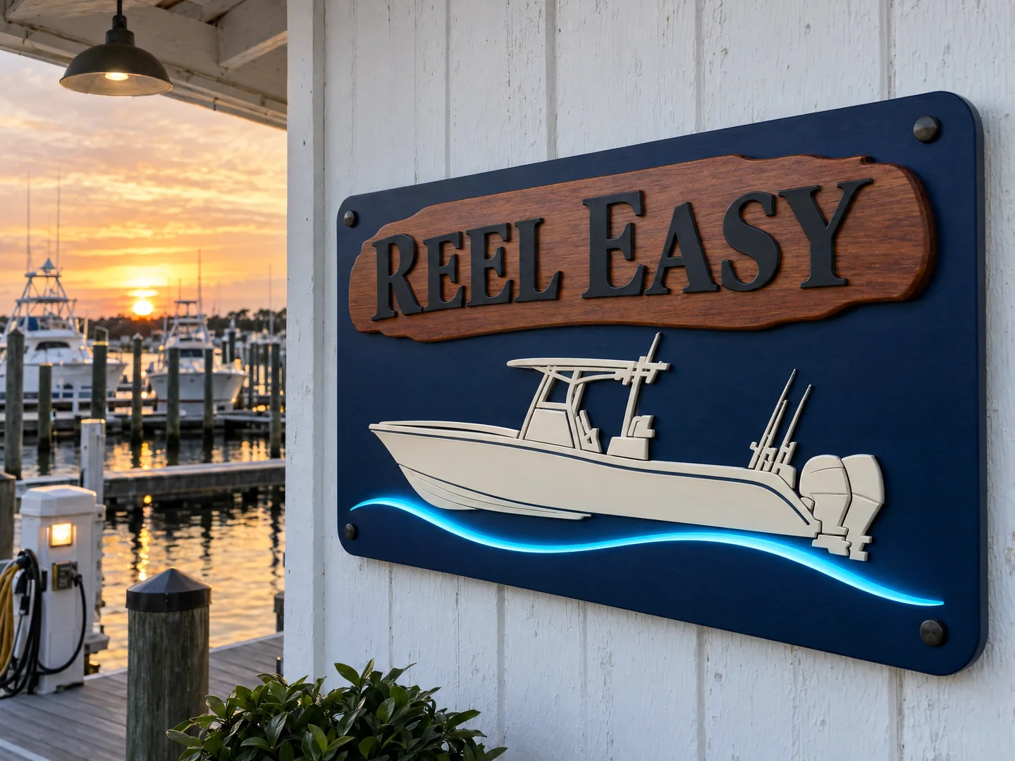Dimensional custom marina sign study